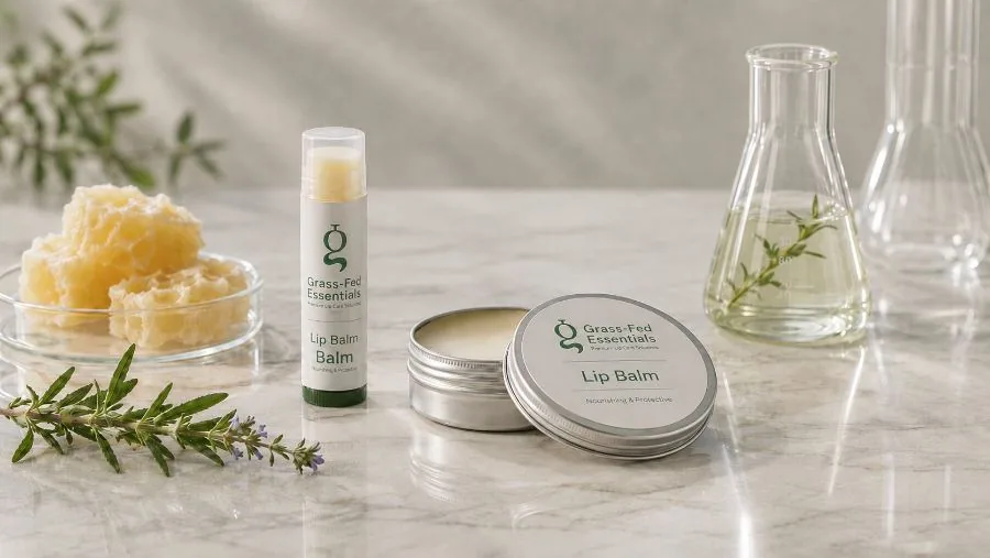 Tallow lip balm tube and tin with honeycomb