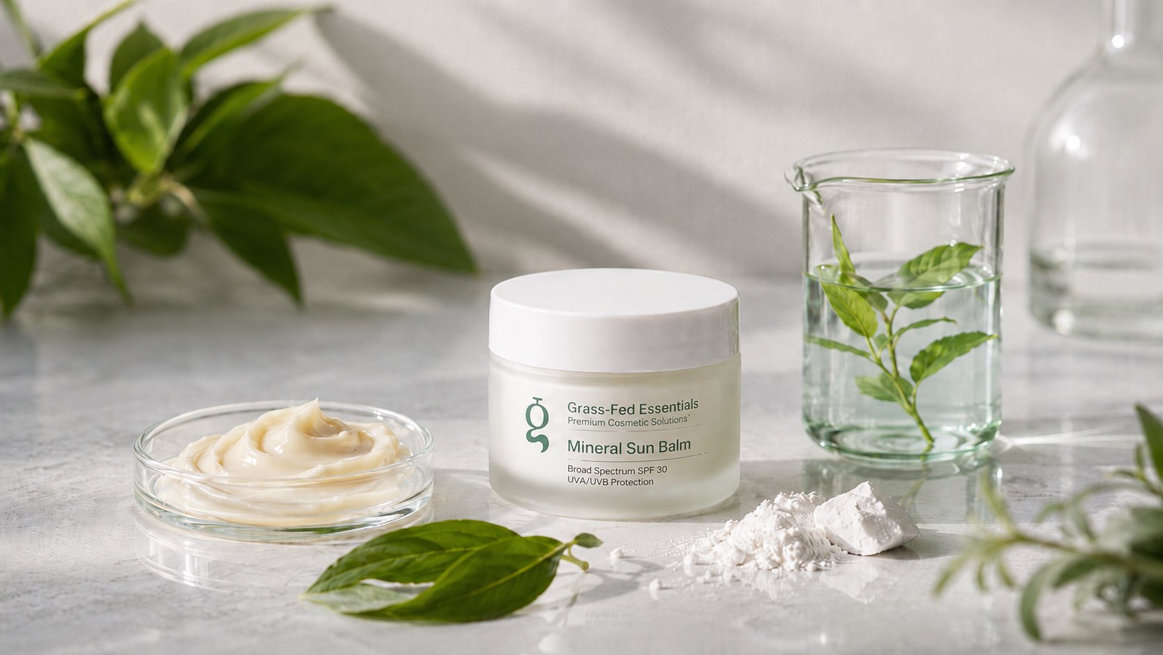 Mineral sun balm jar with zinc oxide