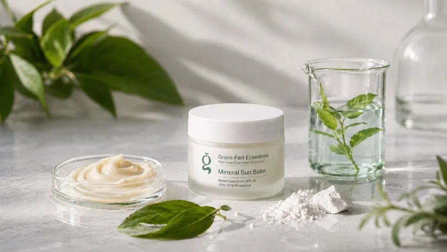 Mineral sun balm jar with zinc oxide