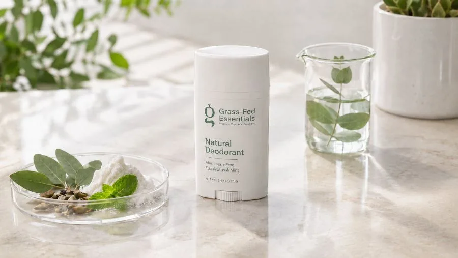 Aluminum-free natural tallow deodorant stick